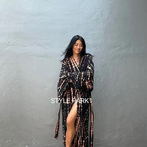 Black & Rust Long Kimono/Duster